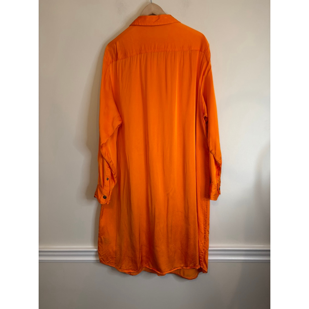 Ralph Lauren Orange Satin Shirt Dress Belted 22W - Picture 5 of 11